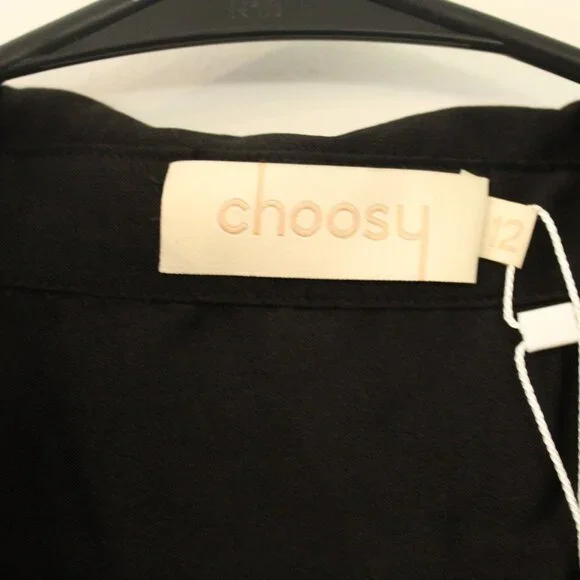 Choosy St. Crosby Black Sleeveless Plunging Neckline Shirt Dress Size 12 - Picture 5 of 10
